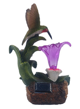 花园喇叭花蜂鸟太阳能亮灯摆件树脂工艺品庭院户外落地动物装饰品