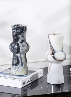 热销天然大理石花瓶摆件客厅插花高级感轻奢高档电视柜家居装饰品