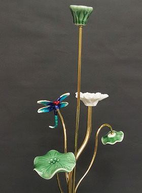 热销新中式轻奢荷花高端客厅卧室摆件个性创意装饰品电视柜玄关现