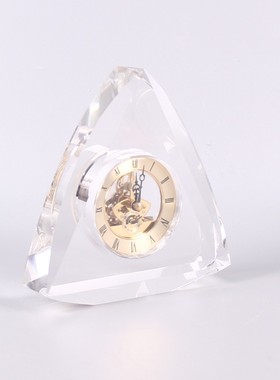 热销新中式创意透明饰品时钟摆件客厅书桌书房家居装饰树脂几何造