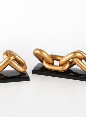 热销轻奢办公室抽象艺术链条摆件设计师现代样板间售楼处创意软装