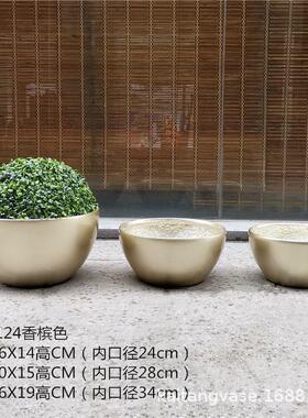 简约圆碗形玻璃钢花盆家居微景观售楼处大厅前台室内桌面花艺摆件