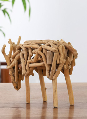 热销摆件木漂流手工木制工艺品摆设家居室内休闲厅桌面摆件小鹿摆