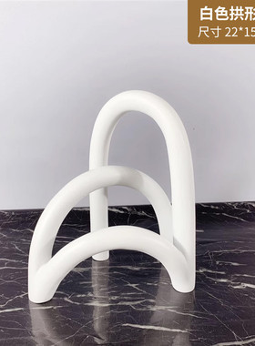 现代简约抽象酒柜摆件家居软装饰品客厅电视柜高级感样板间白色