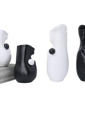 现代简约轻奢创意白色样板间抽象花器餐厅客厅玄关台面装饰花瓶