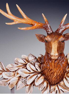 复古欧式金色鹿头壁挂家居创意树脂工艺品订制立体装饰