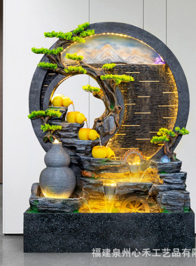 热销假山水幕墙隔断招财屏风流水摆件落地办公别墅客厅茶室阳台装