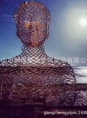 热销金属客厅大型结构人脸雕塑海边家用别墅不锈钢来图