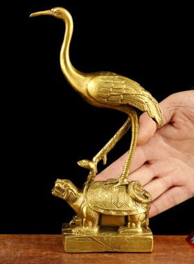 龟黄铜单纯鹤摆件铜长寿龟玄武寿仙寿星礼品家居工艺品摆设摆件