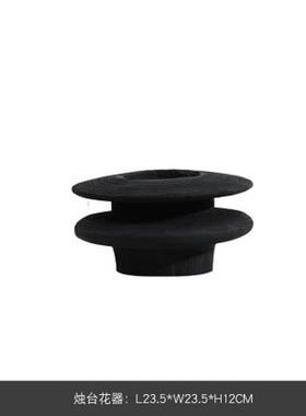 黑色碳化木侘寂风花瓶花器摆件样板间桌面插花装饰客厅软装饰品