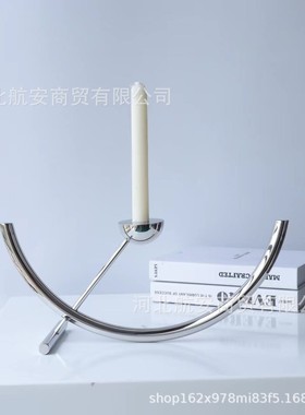 热销创意现代简约极简金属烛台样板房售楼处桌面电视柜软装饰品摆