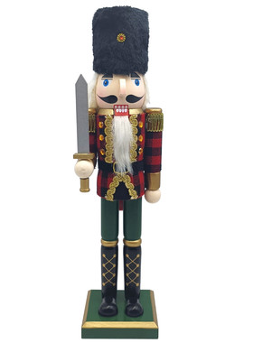 夹子圣诞节木制胡桃新款身体手贴格子布桌面圣诞装饰品摆件工艺品