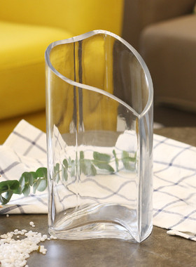 透明大红色婚庆玻璃花瓶结婚插花现代简约水培创意心形玻璃花瓶