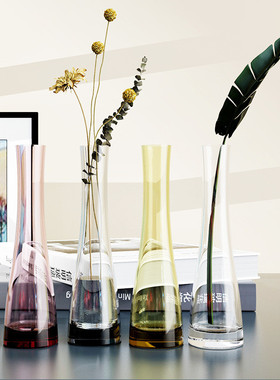 轻奢高级感花瓶酒店彩色水晶玻璃透明插花小花瓶欧式小清新花瓶