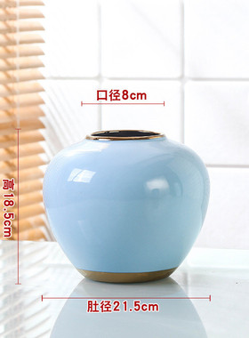 复古金边瓷瓶带盖花瓶轻奢客厅容器提升造型餐厅玄关软装档次