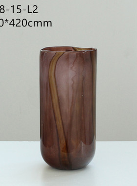 新中式渐变纹家用直筒不规则口玻璃花瓶简约吊钟马醉木落地装饰瓶