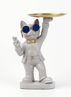 新款酷猫装饰品客厅摆件办公室玄关桌面家居树脂工艺品批发