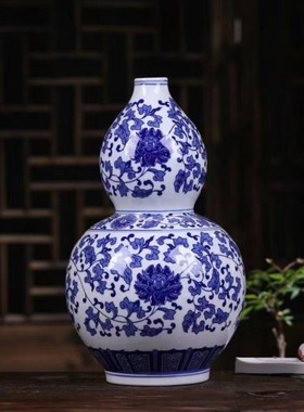 瓶陶瓷花瓶青花瓷鱼尾景德镇摆件家居装饰客厅陶瓷工艺品批发供应