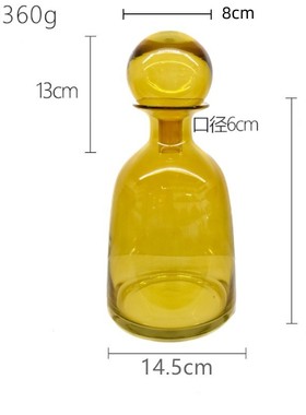 北欧轻奢几何创意玻璃花瓶灰色样板间带盖小口软装圆球摆件饰品花