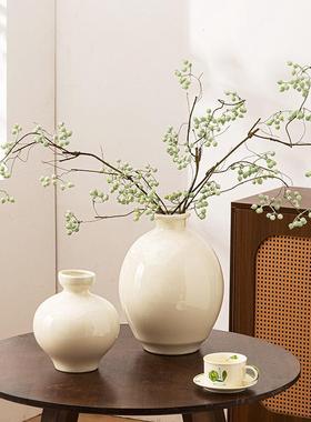 民宿白色花瓶酒店新中式大号月亮罐侘寂风高级感摆件装饰禅意花器