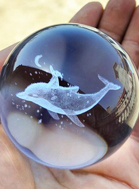 新款60水晶球下雨天云朵太阳银河系家居工艺品摆件激光内雕立方