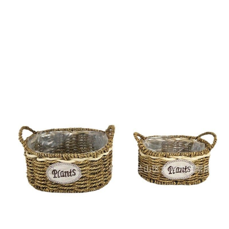 草编套二花盆藤编手提插花花篮多肉植物花器装饰编织花盆手提果篮,淘宝优惠券,粉丝福利购,淘宝优惠卷