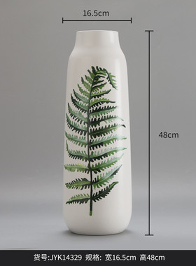 bestwest北欧几何线条彩绘陶瓷花器插花瓶客厅玄关饰品摆件软装