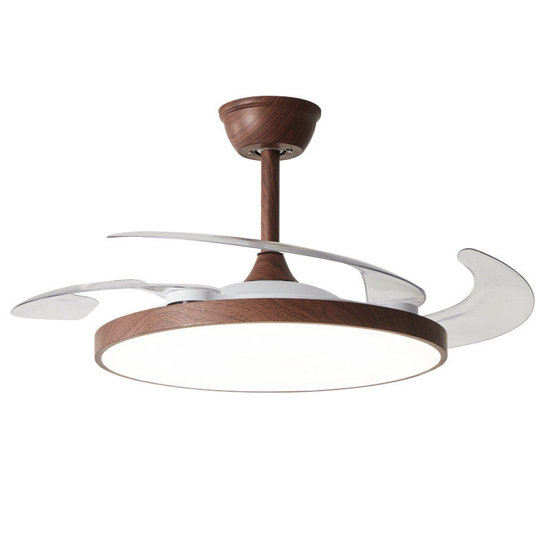 风扇灯隐形吊扇灯胡桃木色中古侘寂风静音护眼木纹餐厅卧室客厅灯,淘宝优惠券,粉丝福利购,淘宝优惠卷