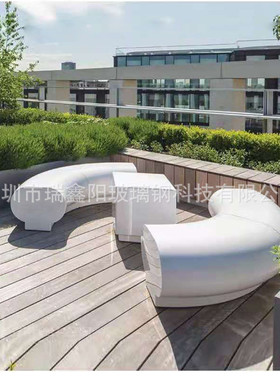 热销玻璃钢座椅花池组合商场公共长凳美陈景观休闲椅户外弧形花盆