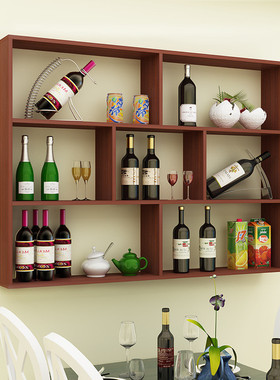 简约酒柜壁挂式家用餐厅多层悬挂式红酒架饭店烧烤吧台墙上置新款