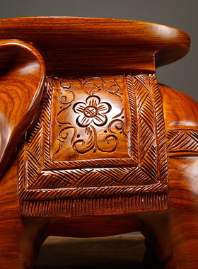 花梨木雕大象换鞋凳实木质大象凳子工艺品摆件家居客厅装饰品