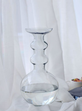 现代简约玻璃花瓶家居蓝插花装饰品花瓶摆件客厅色系玻璃花器