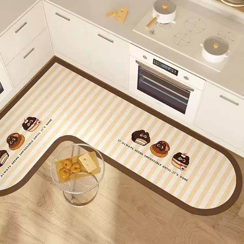 韩式奶油风L型厨房地垫免洗皮革防油可擦耐脏耐磨脚垫子防滑地毯,淘宝优惠券,粉丝福利购,淘宝优惠卷