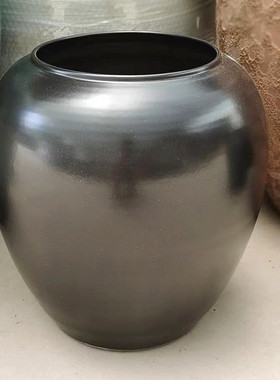 日式复古陶瓷台面花瓶大口径多肉花盆客厅装饰品简约粗陶禅意摆设