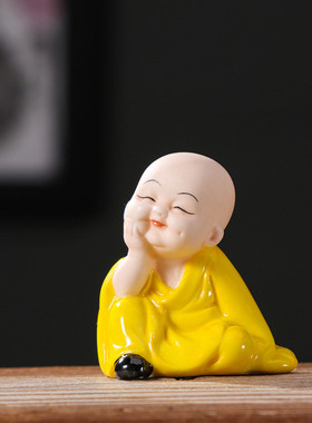 rkt4精品陶瓷中式和尚人物茶宠可爱小沙弥盆景园艺鱼缸造景家居小