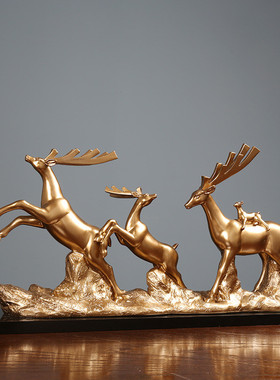 美式现代金鹿摆件客厅玄关电视柜家居饰品软装轻奢酒柜工艺装饰品