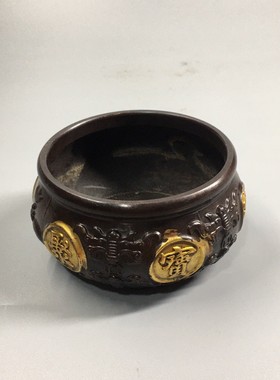 聚宝盆黄铜中式桌面摆件家用客厅装饰招聚铜制品店铺新年开业礼品