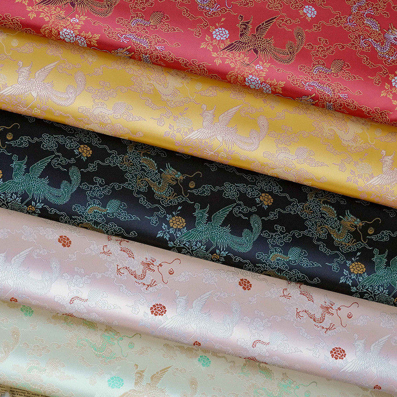 国潮龙凤织锦缎汉服马甲旗袍色织面料古风唐装提花新年服童装布料,淘宝优惠券,粉丝福利购,淘宝优惠卷