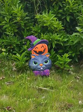 庭院爆款金属工艺品户外花园电商院子女巫南瓜地插摆件艺术品