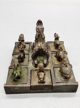 古玩摆件仿古老铜器十二生肖九龙至尊印章杂项老物件收藏铜器篆印