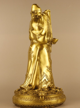 杨铜记创意站财神铜铜摆件财源广进财神工艺品文财神