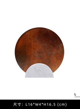 现代新中式轻奢样板房圆形饰品复古摆件客厅大堂云彩家居软装铁艺