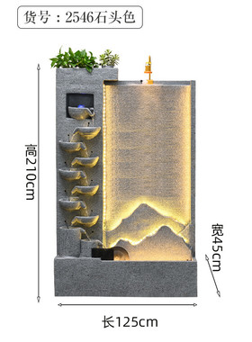 大型简欧办公室水幕墙鱼缸流水摆件客厅玄关落地生财循环水屏风景