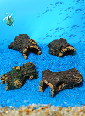 仿真空心木桶枯木鱼缸水族小型迷你鱼虾躲避屋洞穴装饰摆件微景观