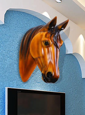 创意动物头粘胶挂钩客厅墙上壁挂马头复古墙面装饰品壁饰