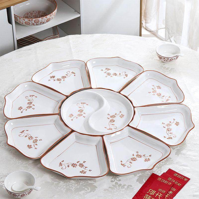 热销碗碟餐具套装批发网红创意拼盘团圆家庭圆桌陶瓷盘子菜盘家用,淘宝优惠券,粉丝福利购,淘宝优惠卷