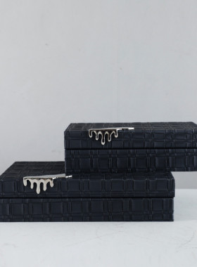 热销现代简约木质盒水滴首饰盒样板间衣帽间家居卧室玄关装饰皮革