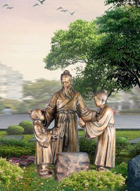 26x8雕塑孔融让梨人物玻璃钢定做户外校园铸铜雕大型家风公园雕