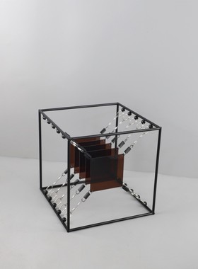 热销现代简约高级感叠亚克力金属影结构几何艺术摆件客厅玄关家居