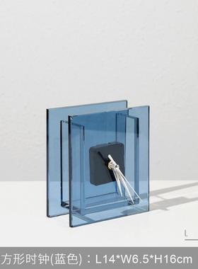 现代简约轻奢烟灰茶色时钟摆件样板房饰品卧室客厅电视柜桌面家居